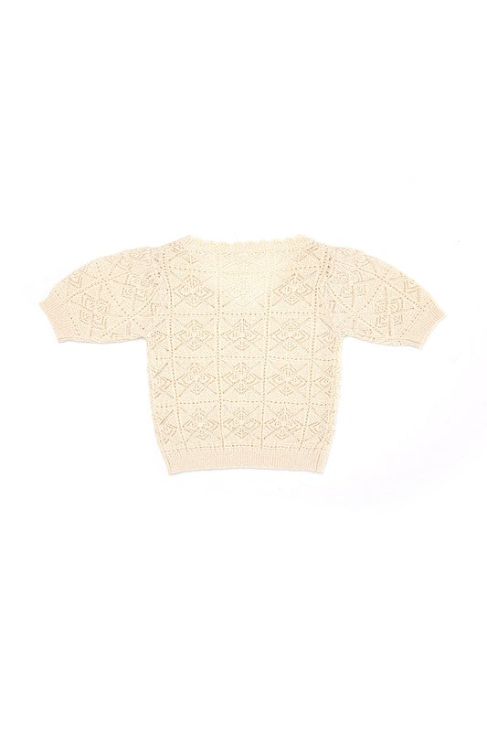 Lilou Crochet Short Sleeve Knit Top