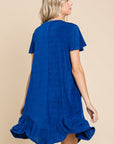 Culture Code Full Size Short Sleeve Ruffled Asymmetric Hem Dress