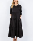 Celeste Full Size Tiered Midi Dress with Pockets