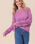 BiBi Openwork Long Sleeve Knit Top