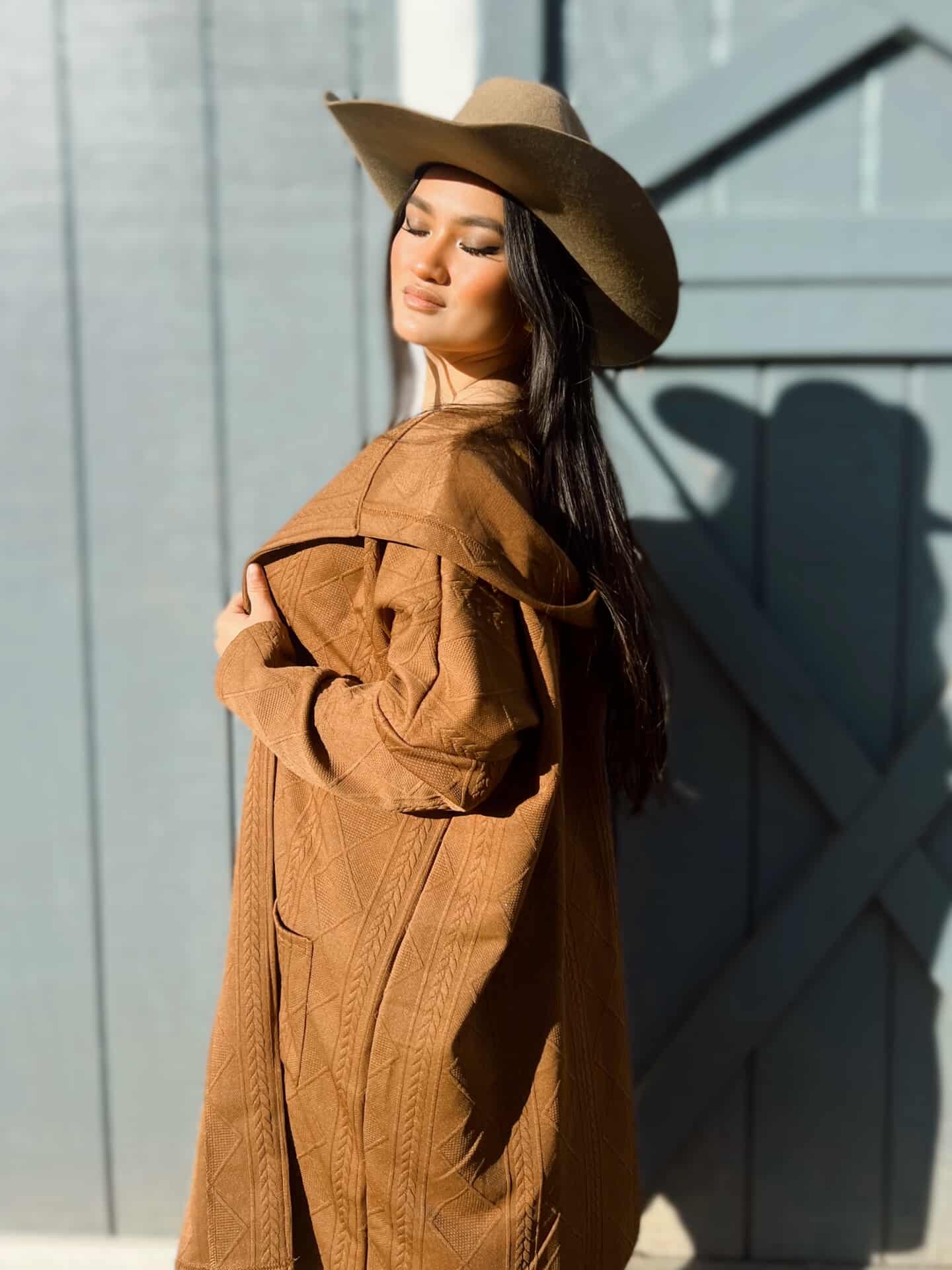 Womens Long Cardigan Cable Knitted Open Front