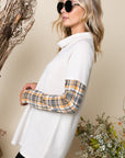 e Luna Plaid Mixed Turtleneck Top