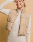 Love Tree Zip Up Turtleneck Cropped Vest Coat