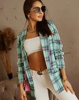 XL Plaid Open Front Blazer