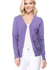 MAK Women's V-Neck Button Down Knit Cardigan Sweater