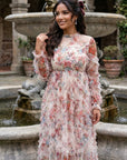 Floral Ruffle Sheer Midi Dress