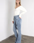 Artemis Vintage | Star Patch DTF Print Double Waist Bootcut Jeans - My Pampered Life Seattle