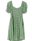 Green Smocked Puff Sleeve Dress - Online Only