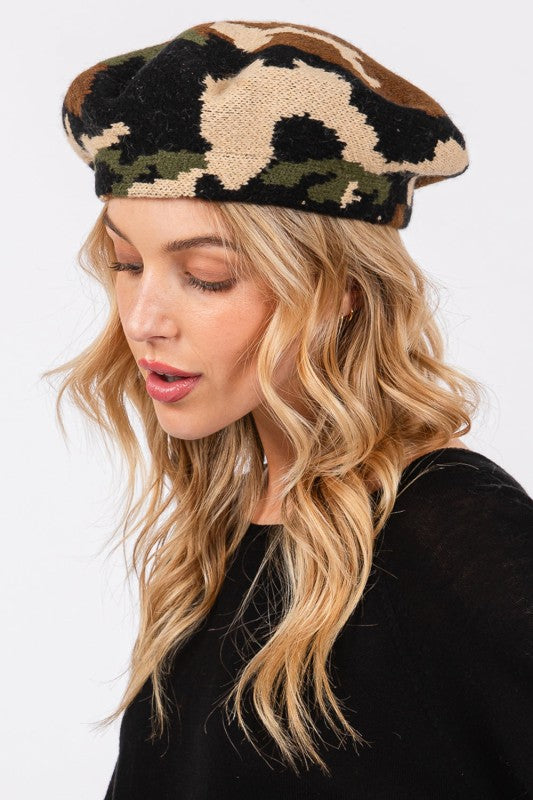 Camouflage Print Tam Beret