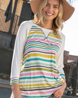 e Luna PLUS Multi Striped Mix Baseball Top