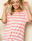 e Luna Striped Front Tie Top