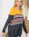 e Luna Solid Striped Mix Colorblock Top