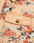 Floral Denim Buttoned Long Sleeve Tunic Jacket