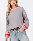 SAGE + FIG Color Block Waffle Knit T-Shirt