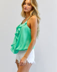 Davi & Dani V Neck Sleeveless Ruffle Top - Online Only