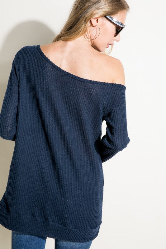 e Luna PLUS Waffle One Shoulder Top