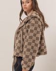 HYFVE Zip Up Sherpa Checkered Hooded Jacket