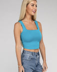 Zenana Cotton Square Neck Cropped Cami Top