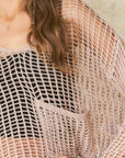 ADORA Crochet Long Sleeve Knit Cover Up with Big Pocket