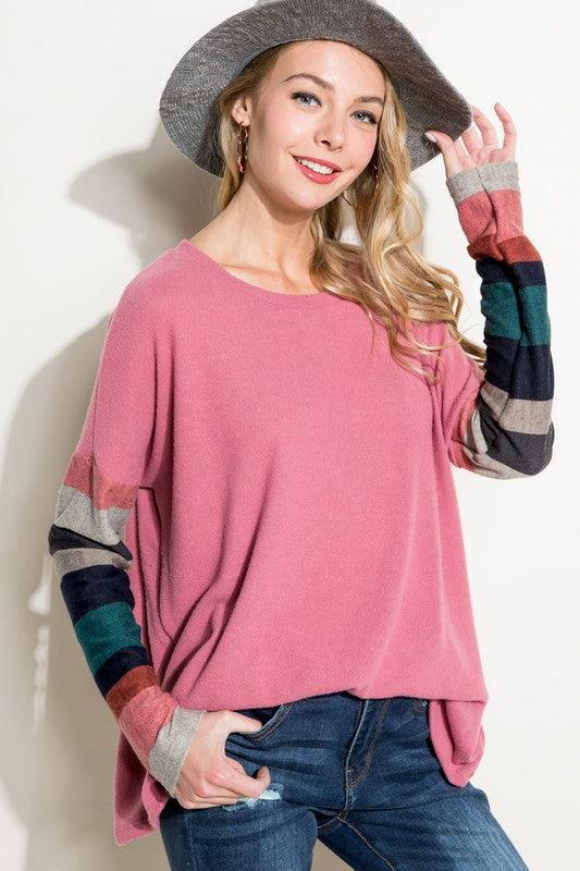 e Luna PLUS Cozy Colorblock Top