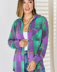 Zenana Plaid Button Up Long Sleeve Shacket