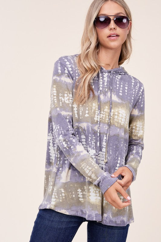 e Luna Terry Tie Dye Long Hoodie Top