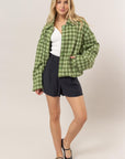 HYFVE Tweed Plaid Button Up Collared Neck Jacket