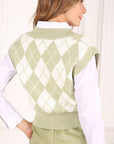 Lilou Knitted Argyle Sweater Vest