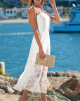 Floral Lace Tie Spaghetti Straps Maxi Dress