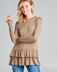 e Luna Ruffle Bottom Long Sleeve Tunic