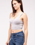 Zenana Washed Ribbed Cropped V-Neck Tank Top