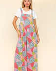 Haptics Full Size Printed Wide Leg Overalls with Side Pockets