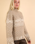 VERY J Christmas Element Mock Neck Long Sleeve Sweater