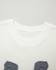 Western Horseshoe Crochet Short Sleeve Sweater