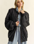 Davi & Dani Exposed Seam Zip Up Dropped Shoulder Jacket