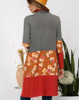 Celeste Full Size Floral Color Block Open Front Cardigan