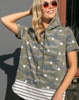 e Luna Camo Striped Hoodie Top