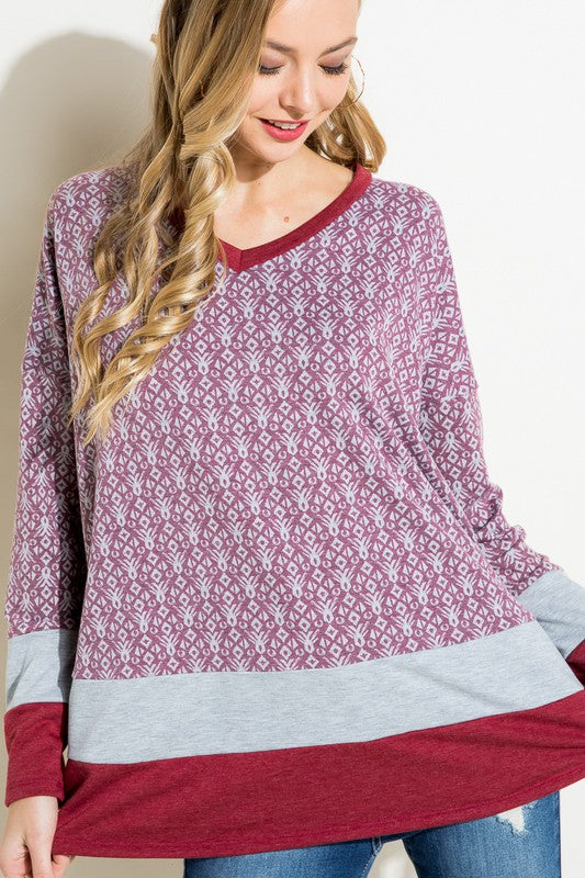 e Luna Aztec Monogram Colorblock Tunic