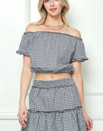 e Luna Gingham Seersucker Top & Skirt Set