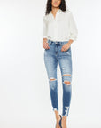 Kancan High Rise Frayed Ankle Skinny Jeans