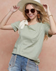 BiBi Tied Ribbon One Shoulder Short Sleeve T-Shirt