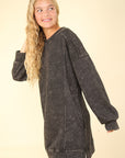 VERY J Mineral Washed Oversized Sweatshirt Mini Dress