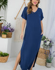 e Luna PLUS Solid Rhinestone Maxi Dress