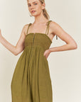 PLUS Jade By Jane Smocked Tie Strap Jumpsuit