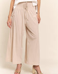 J.NNA Smocked Waist Boho Wide Leg Pants with Pockets