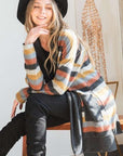 PLUS Jade By Jane Multi Color Striped Cardigan