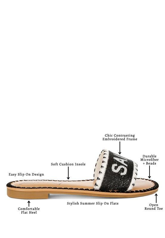 Luxe Getaway Beaded Saint Tropez Flat Slip Ons