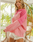 BiBi Long Sleeve Knit Mixed Thermal Sweatshirt