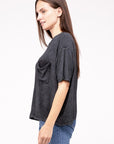 Zenana Washed Ribbed Cuffed Short Sleeve Round Neck Top