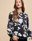 Annie Wear Frill Printed Balloon Sleeve Blouse